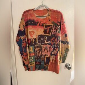 OP Art Photography Graphic Wool/Cotton Blend Crew Neck Sweater XL oversized